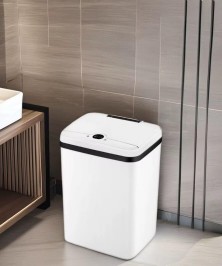 Smart Induction Type Trash Can With Automatic Open Lid, Sanitary Bucket White Color